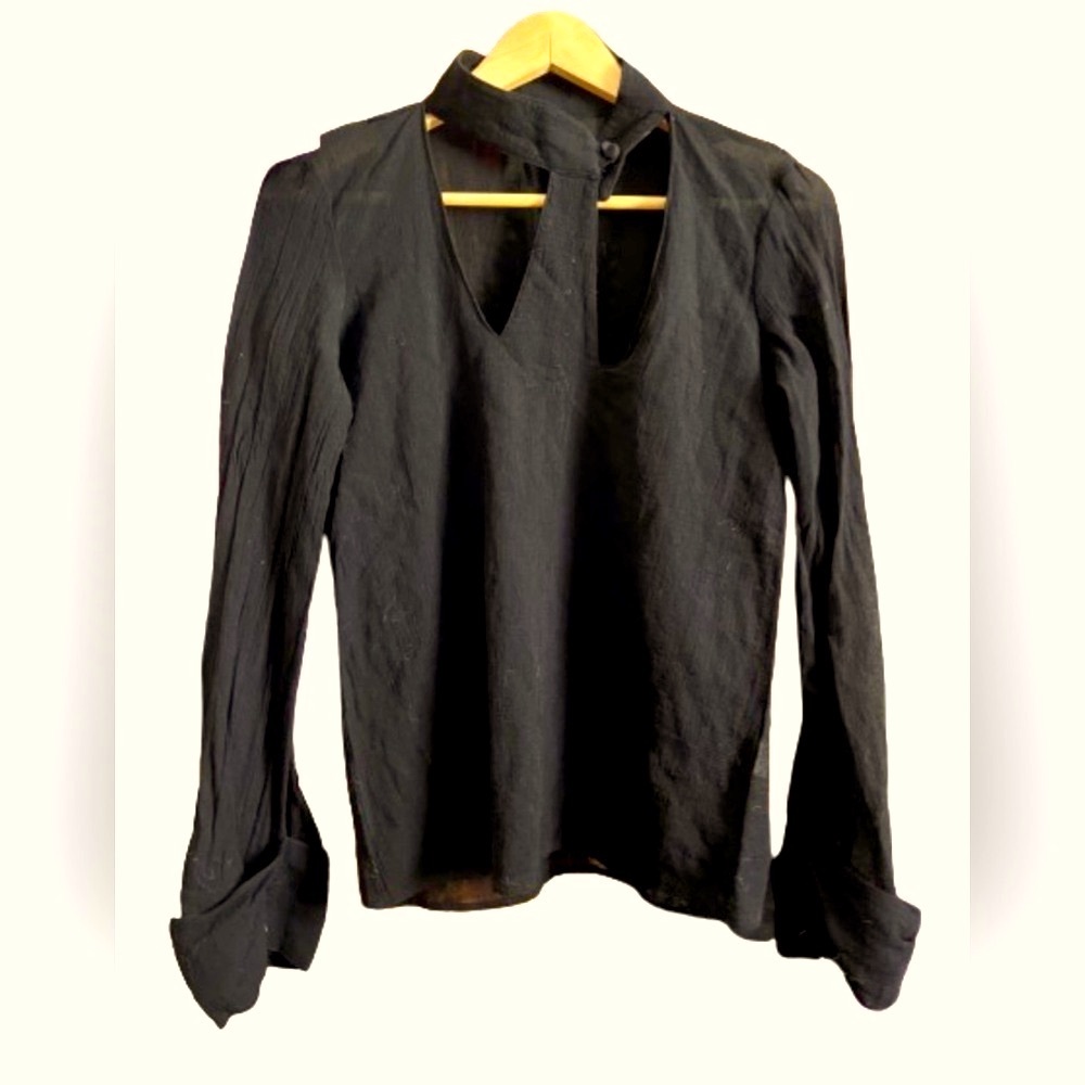 ZIJI SILK VINTAGE CUTOUT BLOUSE